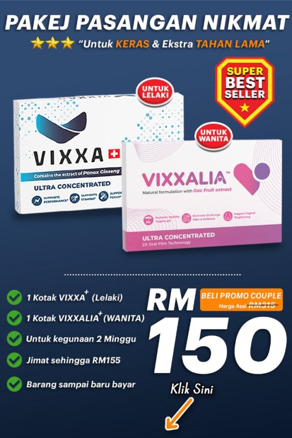 (𝐒𝐏𝐄𝐂𝐈𝐀𝐋 𝐏𝐀𝐂𝐊𝐀𝐆𝐄) Pakej Pasangan Nikmat Suami Isteri Lengkap ( 1 Kotak Vixxa + 1 Kotak Vixxalia)